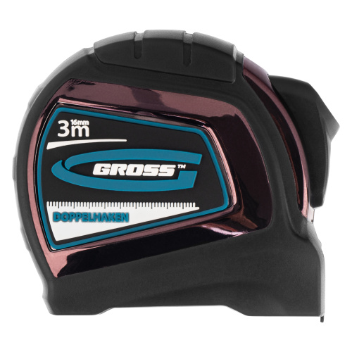Рулетка "Doppelhaken",3 м x 16 мм,односторонний зацеп,Нейлон,двусторонняя шкала,автоматическая фиксация Gross по ценам производителя в Воронеже с доставкой по всей России