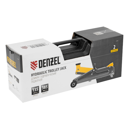 Домкрат гидравлический подкатной, 2 т, 135-385 мм, в пласт. кейсе Denzel по ценам производителя в Воронеже с доставкой по всей России