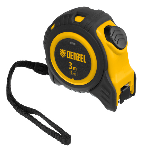 Рулетка 3м х 16мм, обрезиненный корпус, автоматическая фиксация Denzel по ценам производителя в Воронеже с доставкой по всей России