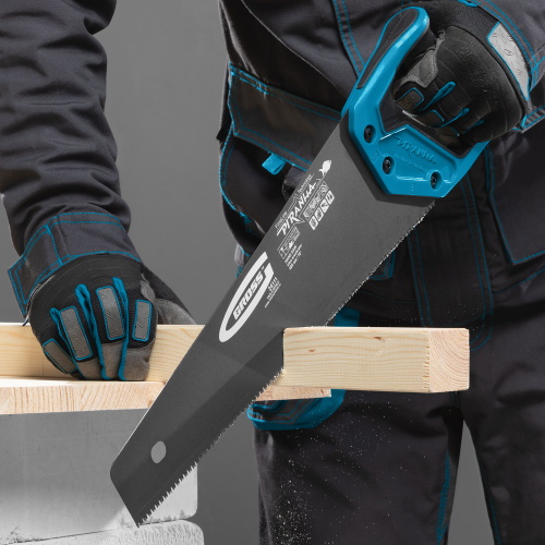 Ножовка по дереву "Piranha", 400 мм, 11-12 TPI, зуб-3D, каленый зуб, тефлоновое покрытие полотна, двухкомпонентная рукоятка Gross по ценам производителя в Воронеже с доставкой по всей России