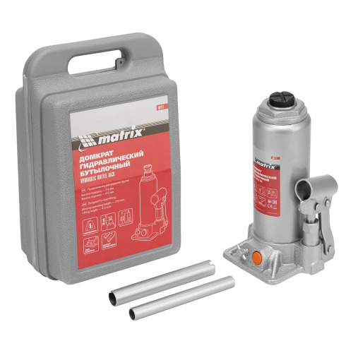 Домкрат гидравлический бутылочный, 6 т, h подъема 216-413 мм, в пластиковом кейсе Matrix по ценам производителя в Воронеже с доставкой по всей России