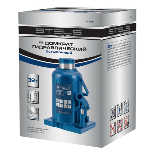 Домкрат гидравлический бутылочный, 32 т, h подъема 260-420 мм Stels по ценам производителя в Воронеже с доставкой по всей России