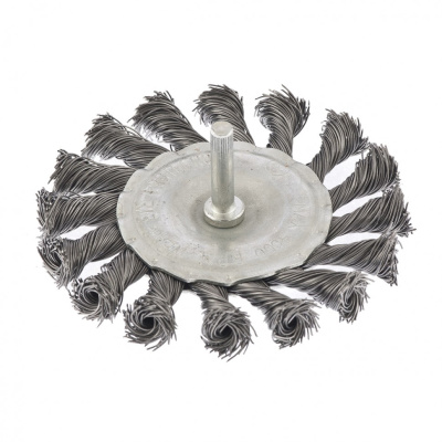 Щетка для дрели, 100 мм, плоская со шпилькой, крученая металлическая проволока Сибртех по ценам производителя в Воронеже с доставкой по всей России