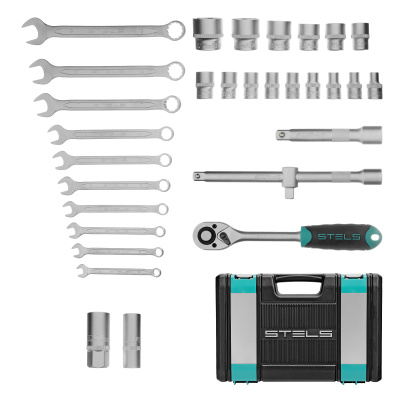 Набор инструментов, 1/2", CrV, пластиковый кейс 31 предмет Stels по ценам производителя в Воронеже с доставкой по всей России