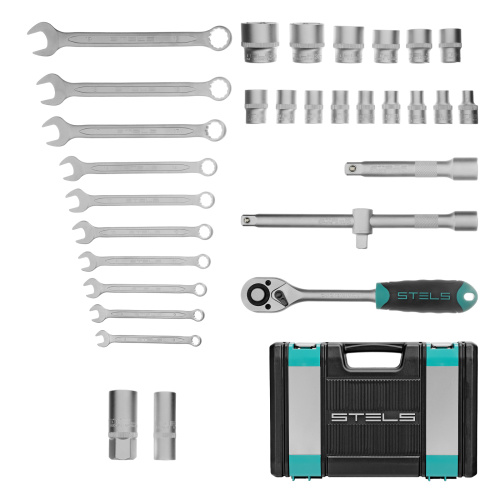 Набор инструментов, 1/2", CrV, пластиковый кейс 31 предмет Stels по ценам производителя в Воронеже с доставкой по всей России