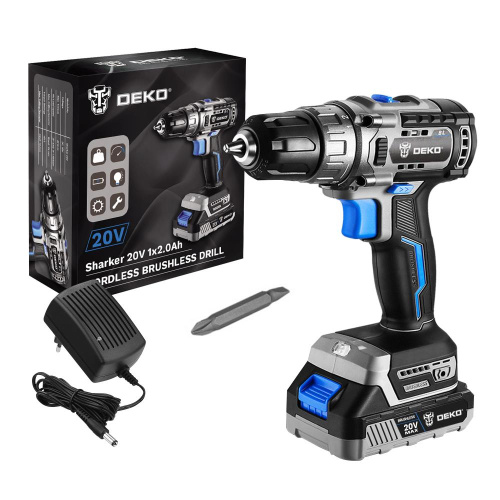Дрель-шуруповерт аккумуляторная бесщеточная DEKO Sharker 20V, 20В, 1*3.0Ач по ценам производителя в Воронеже с доставкой по всей России