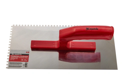 Гладилка из нержавеющей стали, 280 х 130 мм, зеркальная полировка, пластмассовая ручка, зуб 4 х 4 мм Matrix по ценам производителя в Воронеже с доставкой по всей России