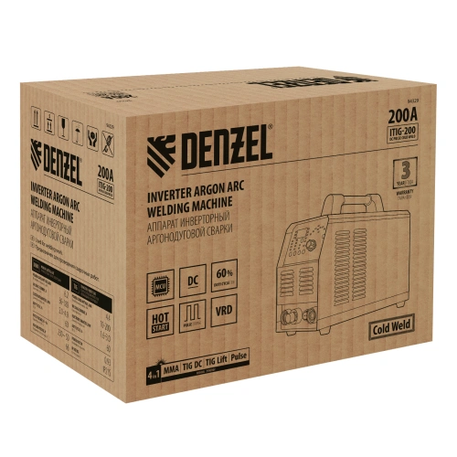 Аппарат инвертор. аргонодуговой сварки ITIG-200 DС Pulse Cold Weld, 200 А, ПВ 60% Denzel по ценам производителя в Воронеже с доставкой по всей России
