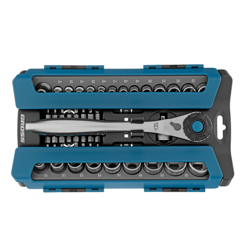 Набор торцевых головок, трещотка 120 зубьев, 1/2", 1/4", CrV, 41 предмет Gross по ценам производителя в Воронеже с доставкой по всей России