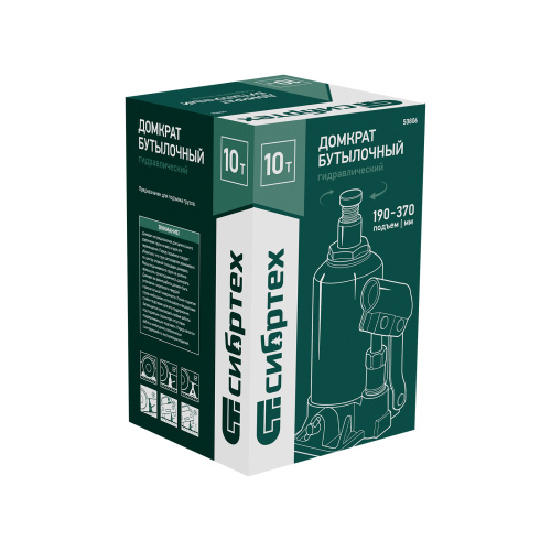 Домкрат гидравлический бутылочный, 10 т, 190-370 мм Сибртех по ценам производителя в Воронеже с доставкой по всей России