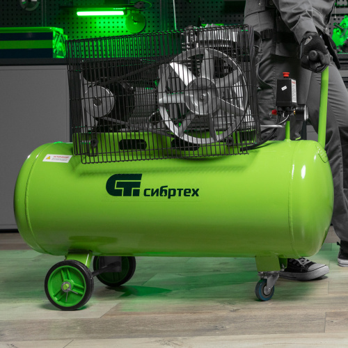 Компрессор воздушный КР-2200/100, 2.2 кВт, 350 л/мин, 100 л, ременной привод, масляный Сибртех по ценам производителя в Воронеже с доставкой по всей России