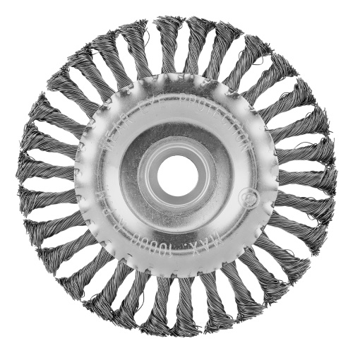 Щетка для УШМ 125 мм, посадка 22.2 мм, плоская, крученая металлическая проволока Сибртех по ценам производителя в Воронеже с доставкой по всей России