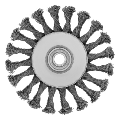 Щетка для УШМ, 125 мм, М14, "тарелка", крученая проволока 0.5 мм Matrix по ценам производителя в Воронеже с доставкой по всей России