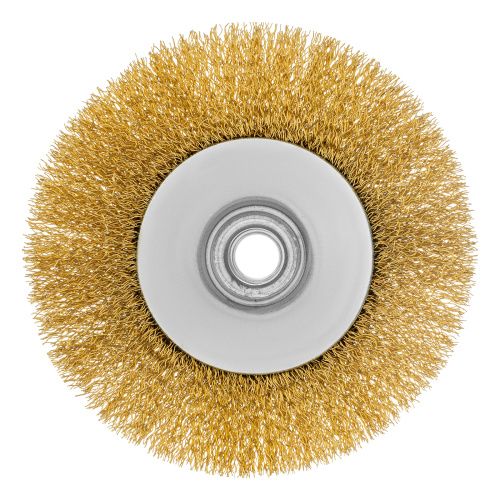 Щетка для УШМ, 125 мм, М14, "тарелка", латунированная витая проволока Matrix по ценам производителя в Воронеже с доставкой по всей России