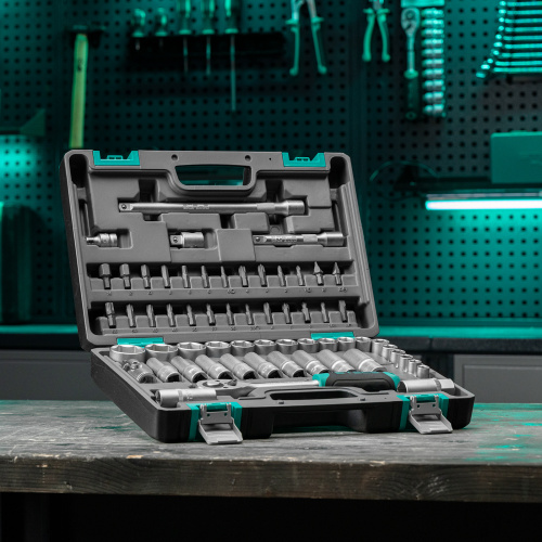Набор инструментов, 1/2", CrV, пластиковый кейс 60 предметов Stels по ценам производителя в Воронеже с доставкой по всей России