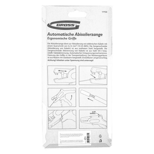 Щипцы для зачистки электропроводов 0.2-6 мм2 (10-24 AWG) лезвие: нержавеющая сталь Gross по ценам производителя в Воронеже с доставкой по всей России