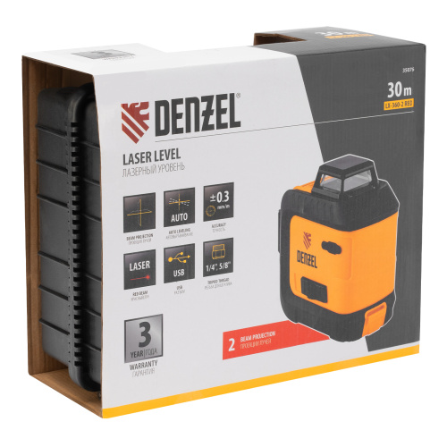 Лазерный уровень мультипризменный LX 360-2 Red, 30 м, 635 нм, аккумулятор Li 2800 мАч, резьба 5/8" Denzel по ценам производителя в Воронеже с доставкой по всей России
