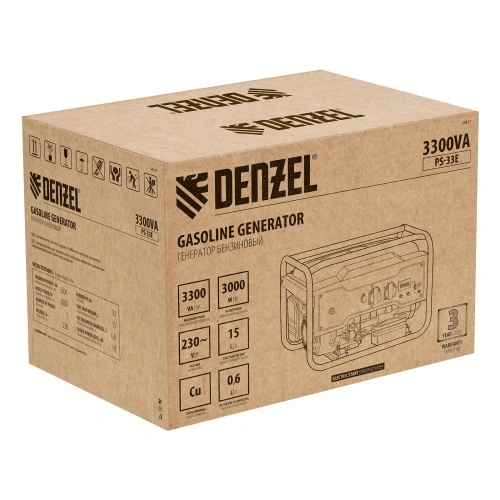 Генератор бензиновый PS-33E, 3.3 кВт, 230В, 15 л, электростартер Denzel по ценам производителя в Воронеже с доставкой по всей России