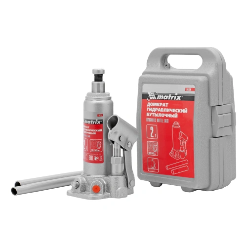 Домкрат гидравлический бутылочный, 2 т, высота подъема 181-345 мм, в пластиковый кейсе Matrix по ценам производителя в Воронеже с доставкой по всей России