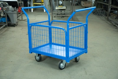 Тележка платформенная TOR ТП-2С (600х900) с бортами из сетки и двумя ручками (колеса 160 мм) по ценам производителя в Воронеже с доставкой по всей России