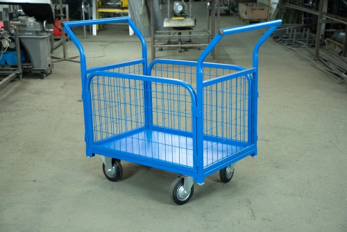 Тележка платформенная TOR ТП-2С (600х900) с бортами из сетки и двумя ручками (колеса 160 мм) по ценам производителя в Воронеже с доставкой по всей России