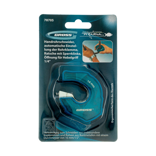 Труборез ладонный "Piranha", 16 мм, 1/2, автоматическая регулировка зажима трубы, трещотка с храповым механизмом, отверстие 1/4 Gross по ценам производителя в Воронеже с доставкой по всей России