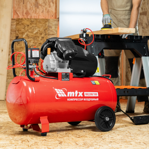 Компрессор воздушный КК-2200/100, 2,2 кВт, 350 л/мин, 100 л, прямой привод, масляный MTX по ценам производителя в Воронеже с доставкой по всей России