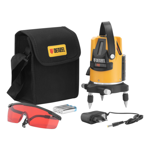 Лазерный уровень LX3, 10 м, ± 0,3 мм/1 м, 635 нм, 4 вертикальных, 1 горизонтальная плоскости, резьба 5/8" Denzel по ценам производителя в Воронеже с доставкой по всей России