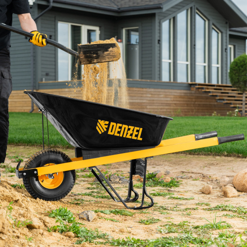 Тачка строительная, усиленная, объем 140 л, 230 кг, колесо 15х6.00-6 Denzel по ценам производителя в Воронеже с доставкой по всей России