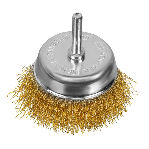Щетка для дрели, 75 мм, "чашка" со шпилькой, латунированная витая проволока Matrix по ценам производителя в Воронеже с доставкой по всей России