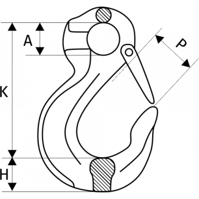 Крюк с проушиной и защелкой 2 т, размер 7/8 - 8 по ценам производителя в Воронеже с доставкой по всей России