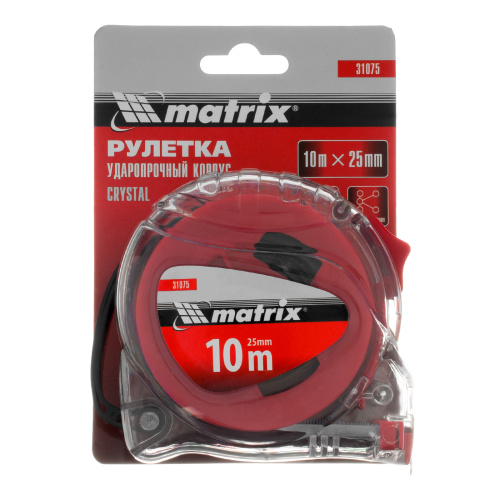 Рулетка Crystal,10 м х 25 мм,корпус из поликарбоната Matrix по ценам производителя в Воронеже с доставкой по всей России