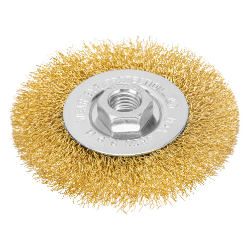 Щетка для УШМ, 100 мм, М14, плоская, латунированная витая проволока Matrix по ценам производителя в Воронеже с доставкой по всей России