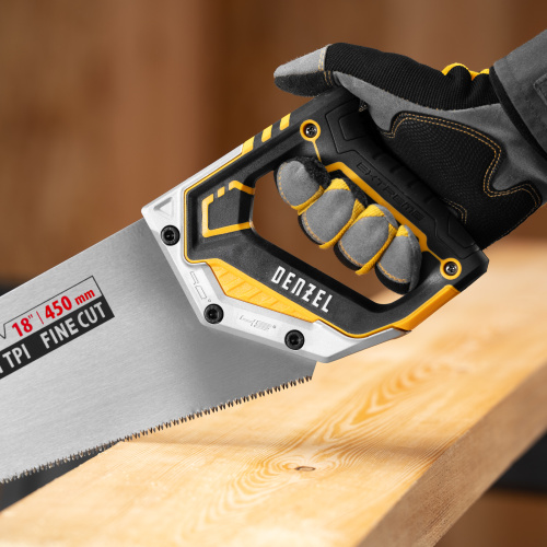 Ножовка по дереву, 450 мм, 11 TPI, зуб 3D, металлопластиковая рукоятка Denzel по ценам производителя в Воронеже с доставкой по всей России