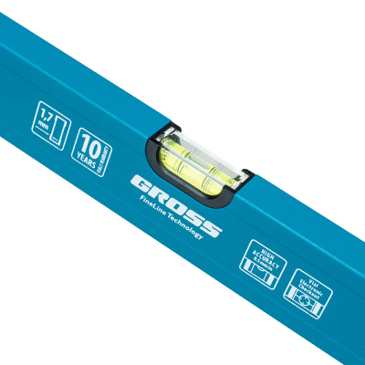 Уровень алюминиевый усиленный, 2000 мм, 3 глазка Gross по ценам производителя в Воронеже с доставкой по всей России