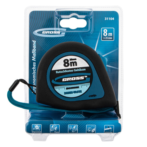 Рулетка "Ergonomisch",8 м x 25 мм,магнитный обрезиненный зацеп Gross по ценам производителя в Воронеже с доставкой по всей России