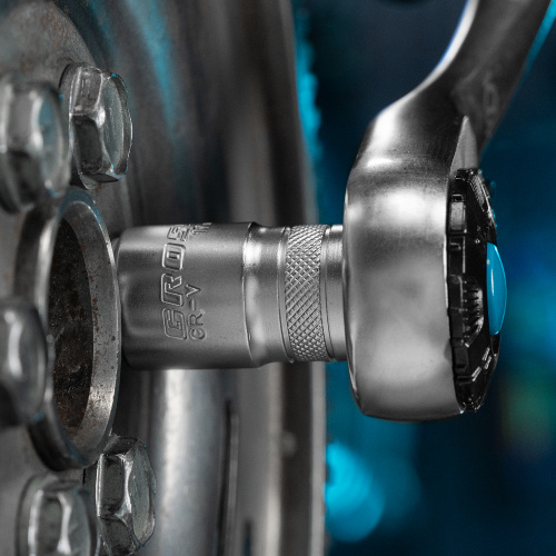 Набор торцевых головок, трещотка 120 зубьев, 1/2", CrV, 12 предметов Gross по ценам производителя в Воронеже с доставкой по всей России