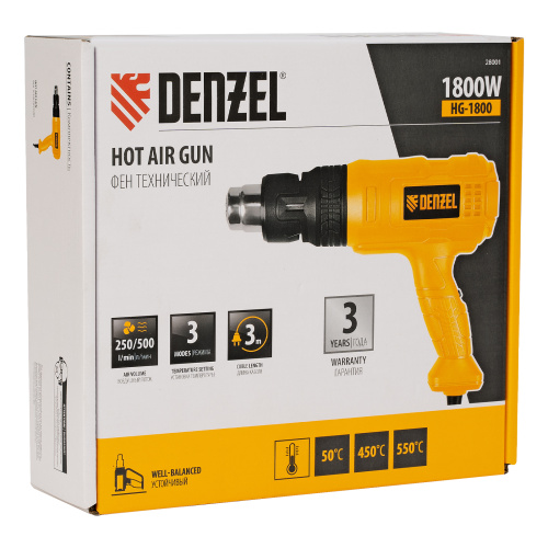 Фен технический HG-1800, 1800 Вт, 3 режима Denzel по ценам производителя в Воронеже с доставкой по всей России