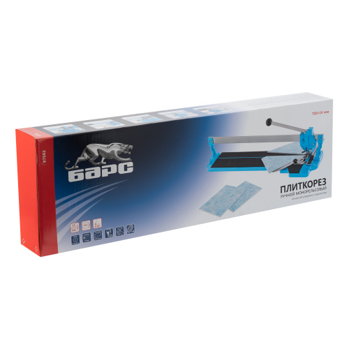 Плиткорез ручной монорельсовый 750 х 14 мм, ходовая каретка, 9/4 регулировка подшипников, литая станина Барс по ценам производителя в Воронеже с доставкой по всей России