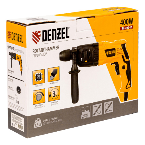 Перфоратор электрический RH-400-12, SDS-plus, 400 Вт, 1.2 Дж, 2 режима Denzel по ценам производителя в Воронеже с доставкой по всей России