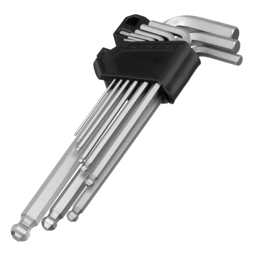 Набор ключей имбусовых, HEX, 1,5-10 мм, CrV, 9 шт., удлиненные, с шаром Сибртех по ценам производителя в Воронеже с доставкой по всей России