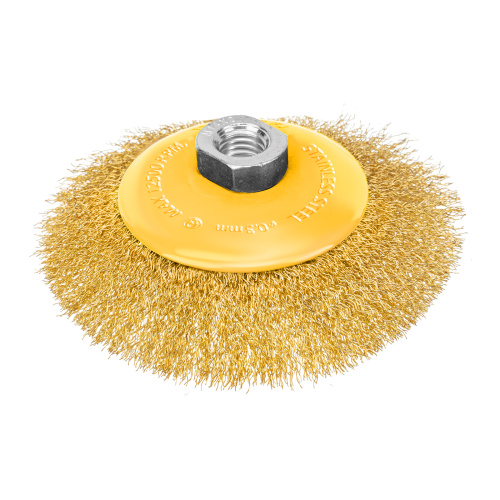 Щетка для УШМ, 125 мм, "Тарелка", витая нержавеющая проволока 0.3 мм, М14 Denzel по ценам производителя в Воронеже с доставкой по всей России