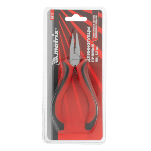 Длинногубцы прямые Mini, 130 мм, никелированные, авторазжим, двухкомпонентные рукоятки Matrix по ценам производителя в Воронеже с доставкой по всей России