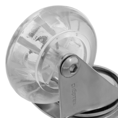 Колесо ПУ прозрачное поворотное d-50 мм, крепление платформенное Сибртех по ценам производителя в Воронеже с доставкой по всей России