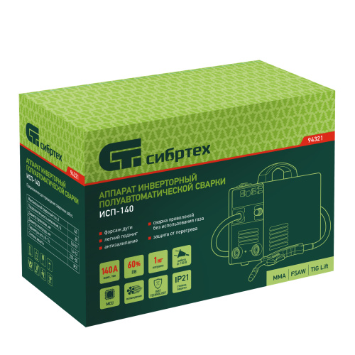 Аппарат инвертор. полуавтомат. сварки ИСП-140, 140 А, ПВ 60% Сибртех по ценам производителя в Воронеже с доставкой по всей России