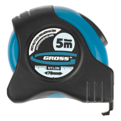 Рулетка "Schlagfest",5 м x 19 мм,магнитный обрезиненный зацеп,двусторонняя шкала,Нейлоновое покрытие,автоматическая фиксация Gross по ценам производителя в Воронеже с доставкой по всей России