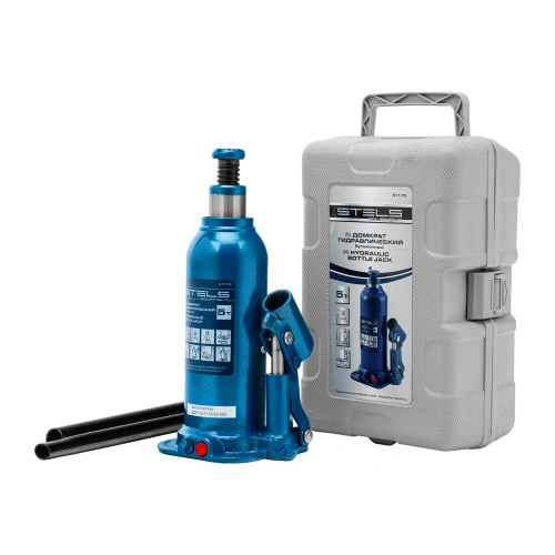 Домкрат гидравлический бутылочный, 5 т, h подъема 207-404 мм, в пластиковом кейсе Stels по ценам производителя в Воронеже с доставкой по всей России