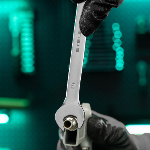 Ключ комбинированный, 14 мм, CrV, матовый хром Stels по ценам производителя в Воронеже с доставкой по всей России