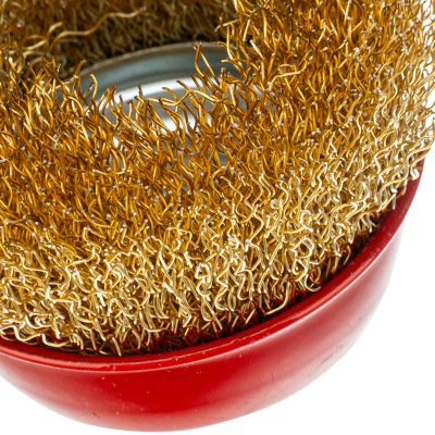 Щетка для УШМ, 65 мм, М14, "чашка", латунированная витая проволока Matrix по ценам производителя в Воронеже с доставкой по всей России