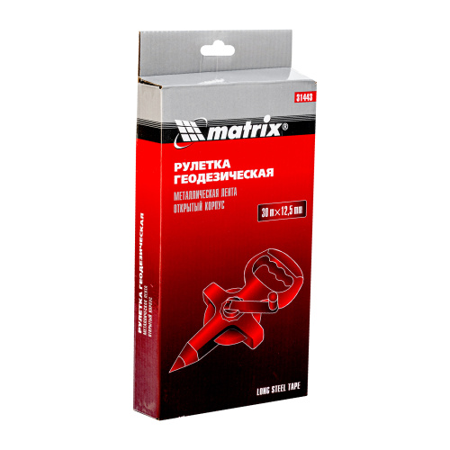 Рулетка геодезическая, 30 м х 12,5 мм, металлическая лента, открытый корпус Matrix по ценам производителя в Воронеже с доставкой по всей России